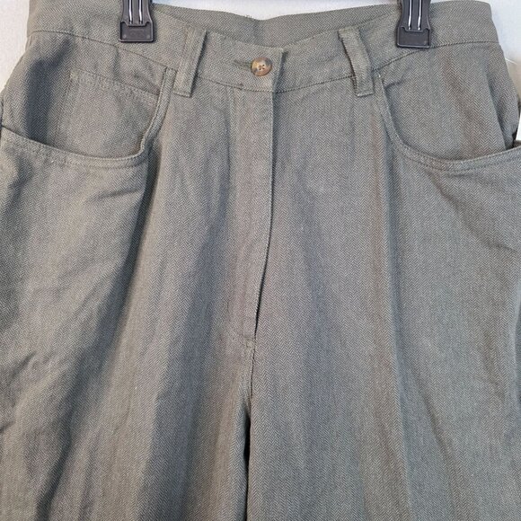 1990s Woolrich Size 12 Herringbone Pants Dark Olive Relaxed Deadstock New - Picture 2 of 12